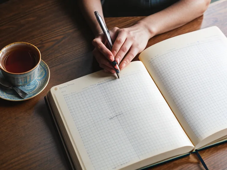 Estetista calculando la rentabilidad de sus servicios en un cuaderno de notas