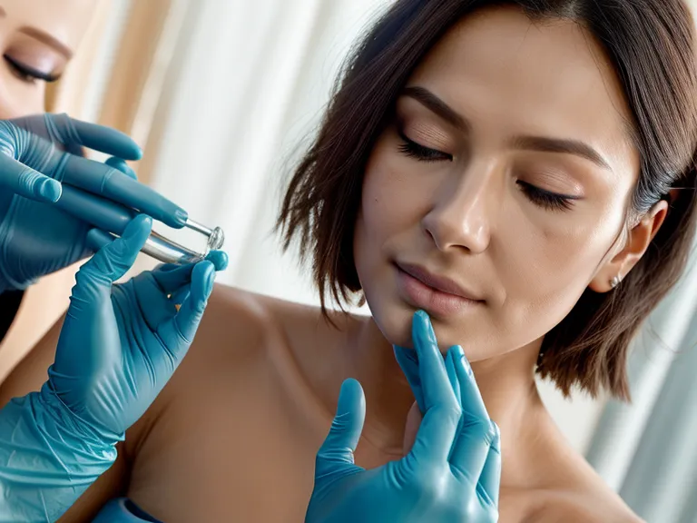 Estetista revisando la piel de una clienta antes de aplicar un peeling químico en cabina