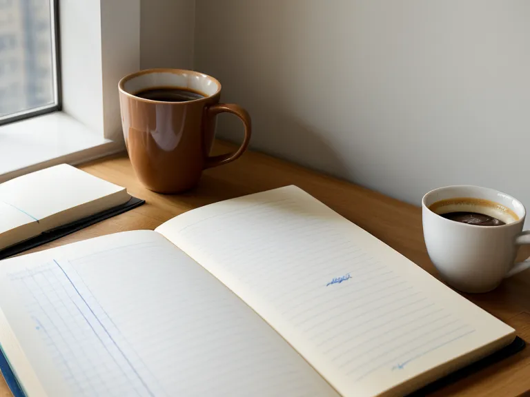 Cuaderno con apuntes de protocolos de estética y cálculos de costos junto a un café.