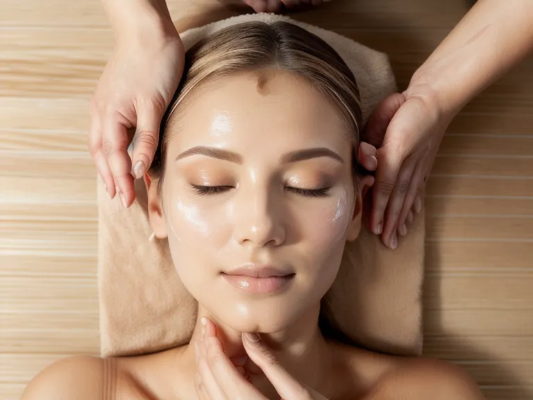 Manos de estetista realizando masaje de drenaje facial brasileño